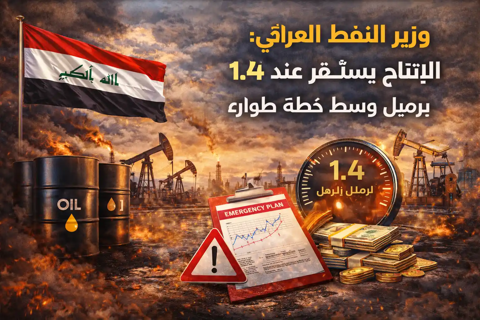 وزير النفط العراقي: الإنتاج يستقر عند 1.4 مليون برميل وسط خطة طوارئ
