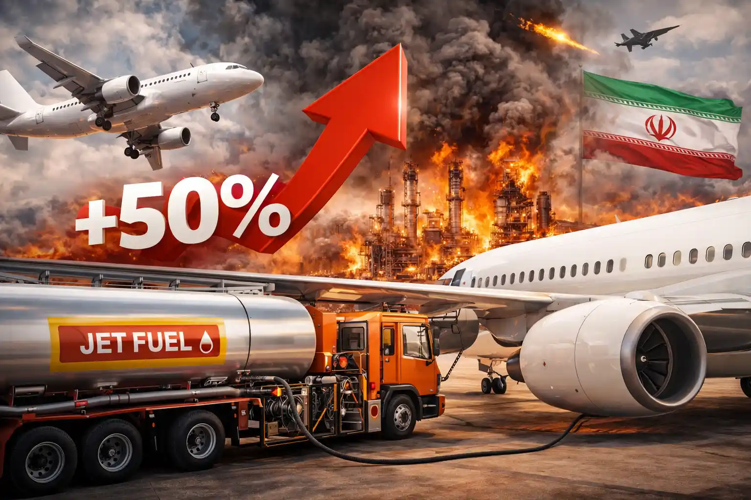أسعار وقود الطائرات تقفز 50 بالمئة على وقع حرب إيران