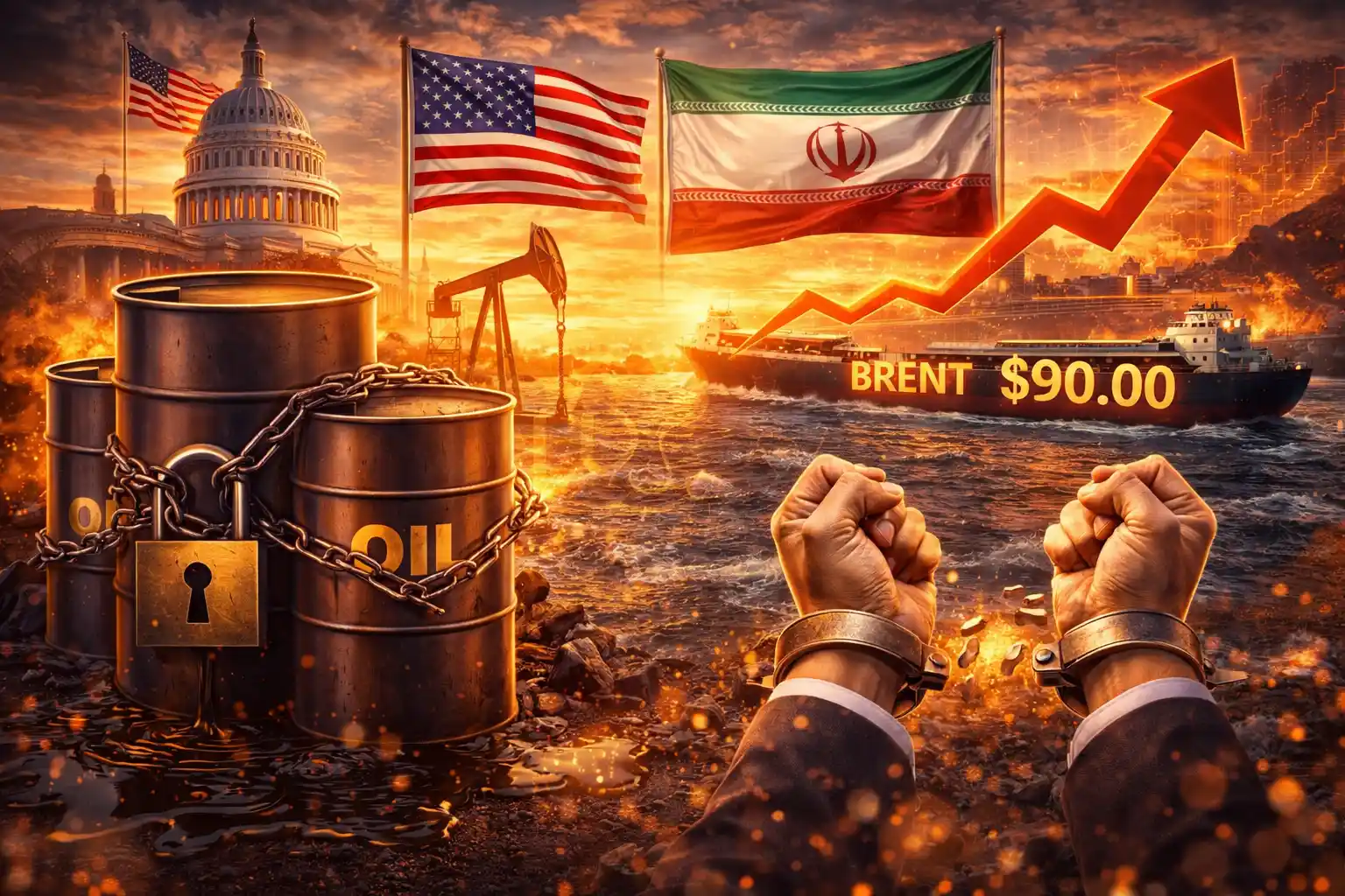 واشنطن تدرس رفع العقوبات عن النفط الإيراني العالق وسط ارتفاع أسعار خام برنت