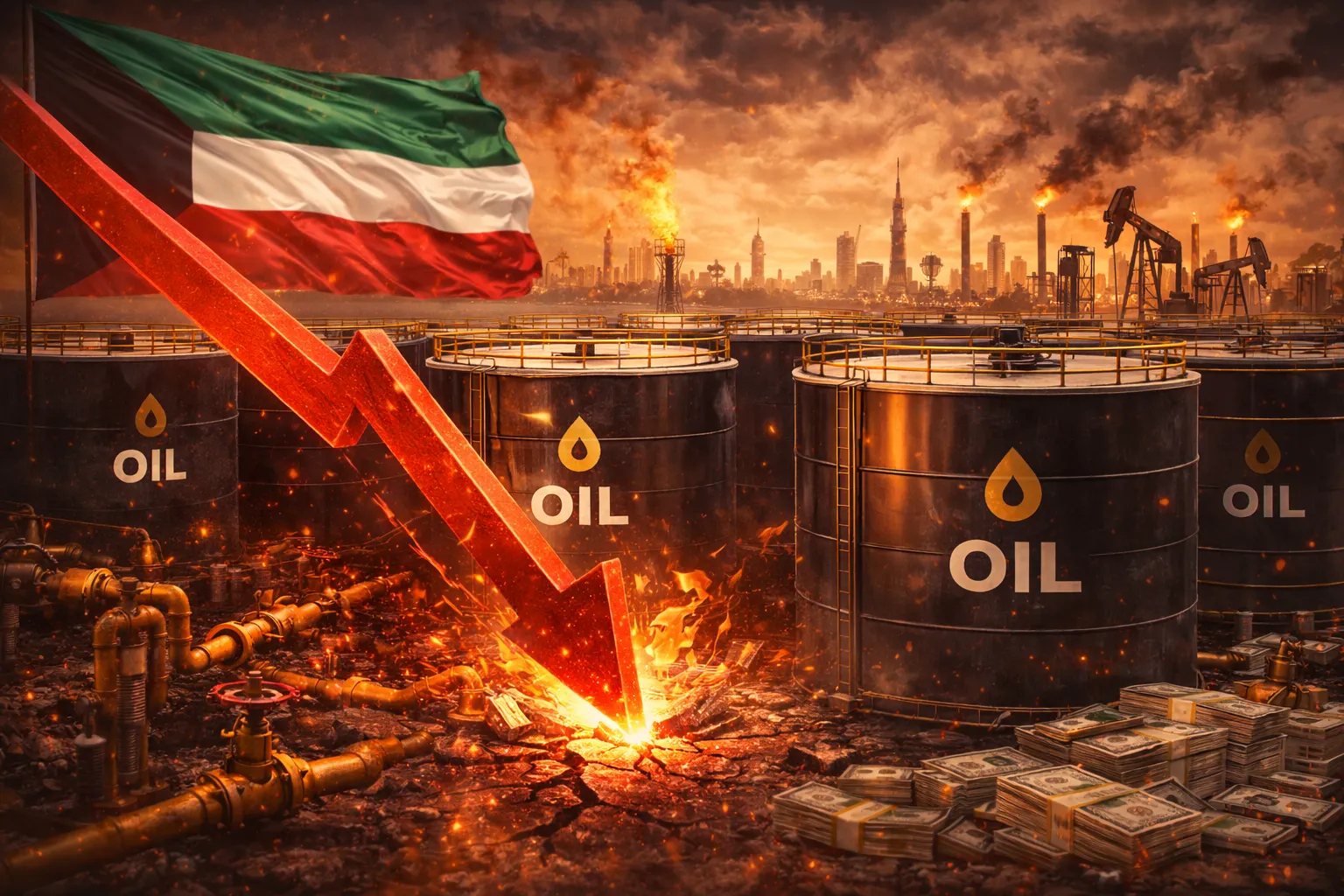 الكويت تبدأ خفض إنتاج النفط