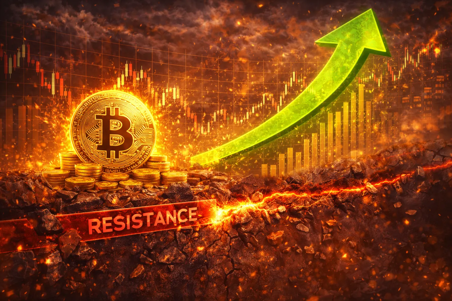 بيتكوين تقترب من مستوى مقاومة حاسم