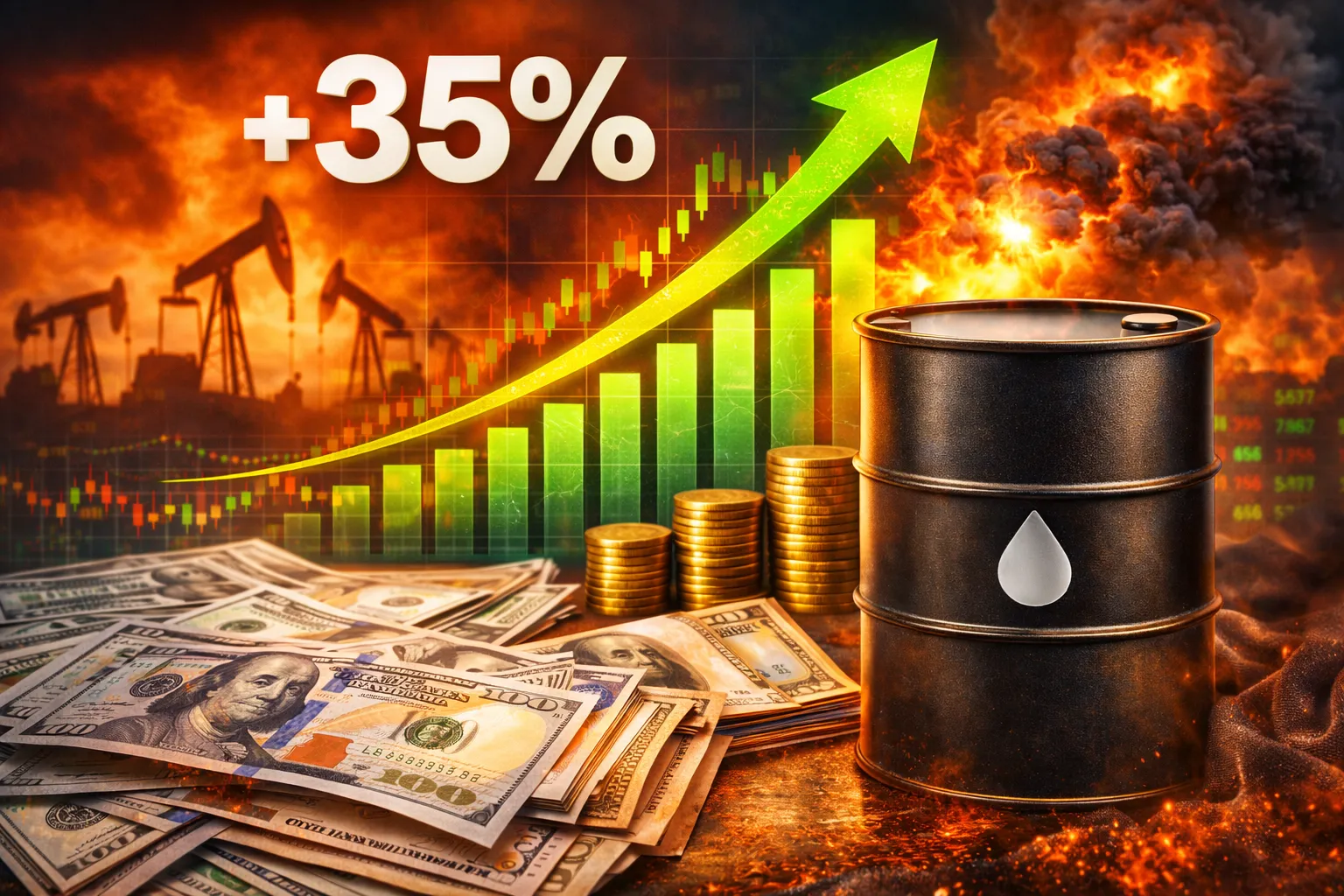 النفط يقفز بأكثر من 35% في أسبوع محققًا مكاسب تاريخية