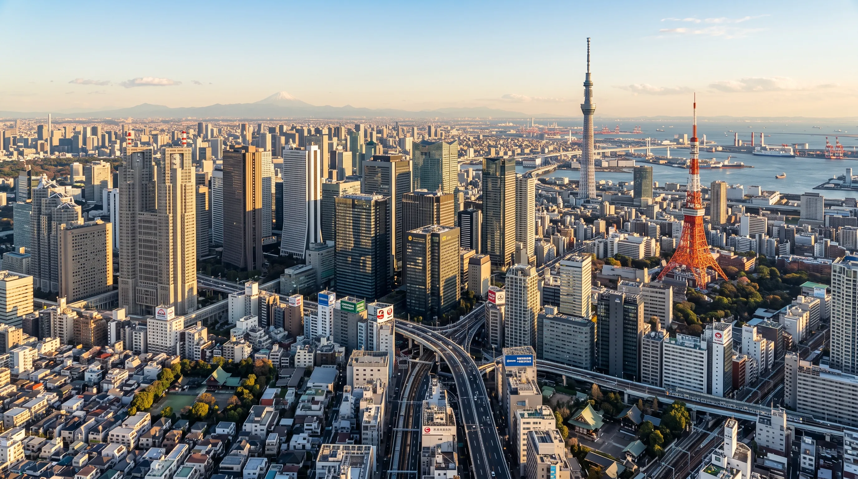 Japan’s Economy Maintains Moderate Growth Path Amid Rising Domestic and Global Headwinds Panoramic cityscape of the Tokyo skyline and financial district towers, representing Japan's economy and corporate growth.