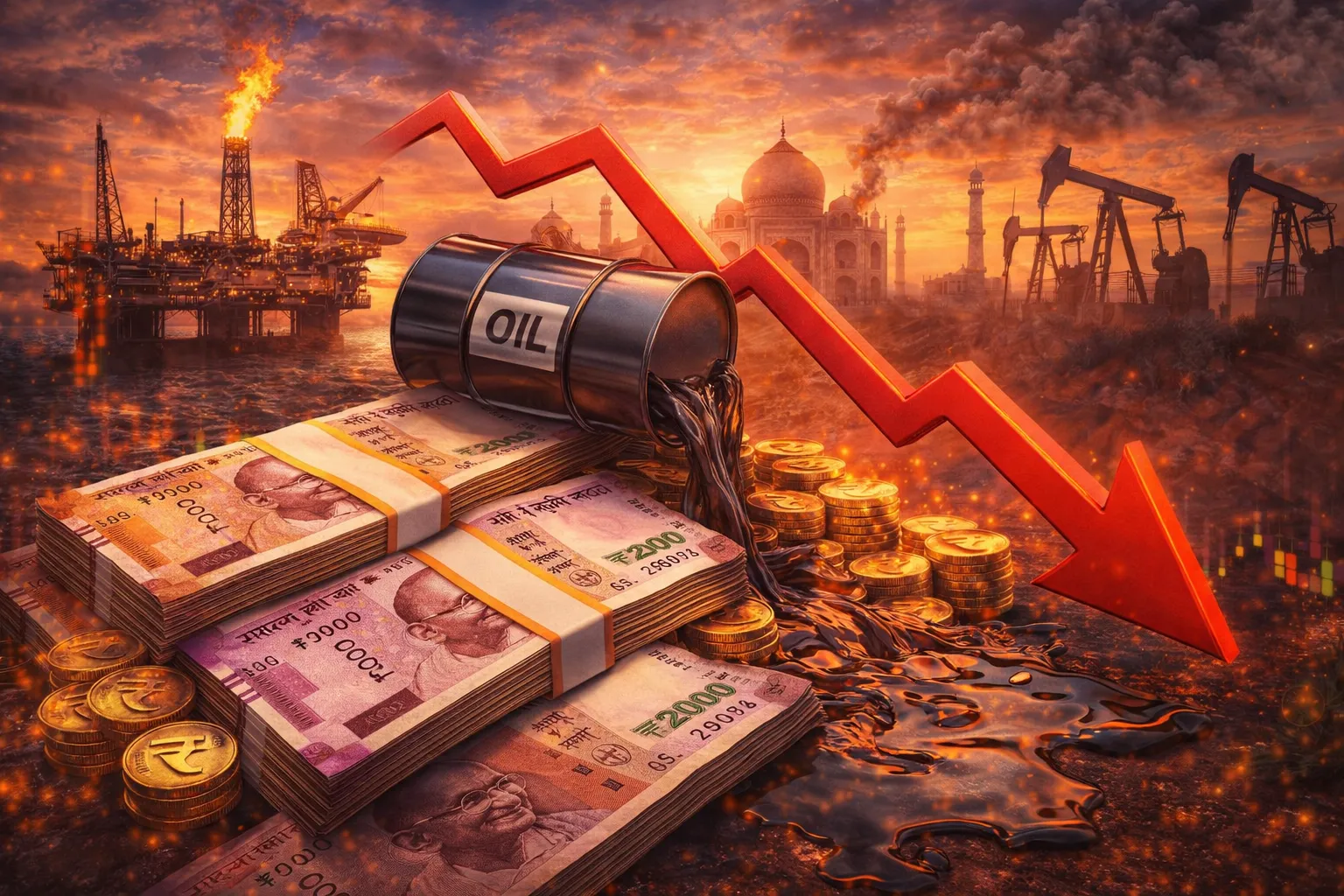 Indian Rupee Hits Record Low as Oil Prices Rise