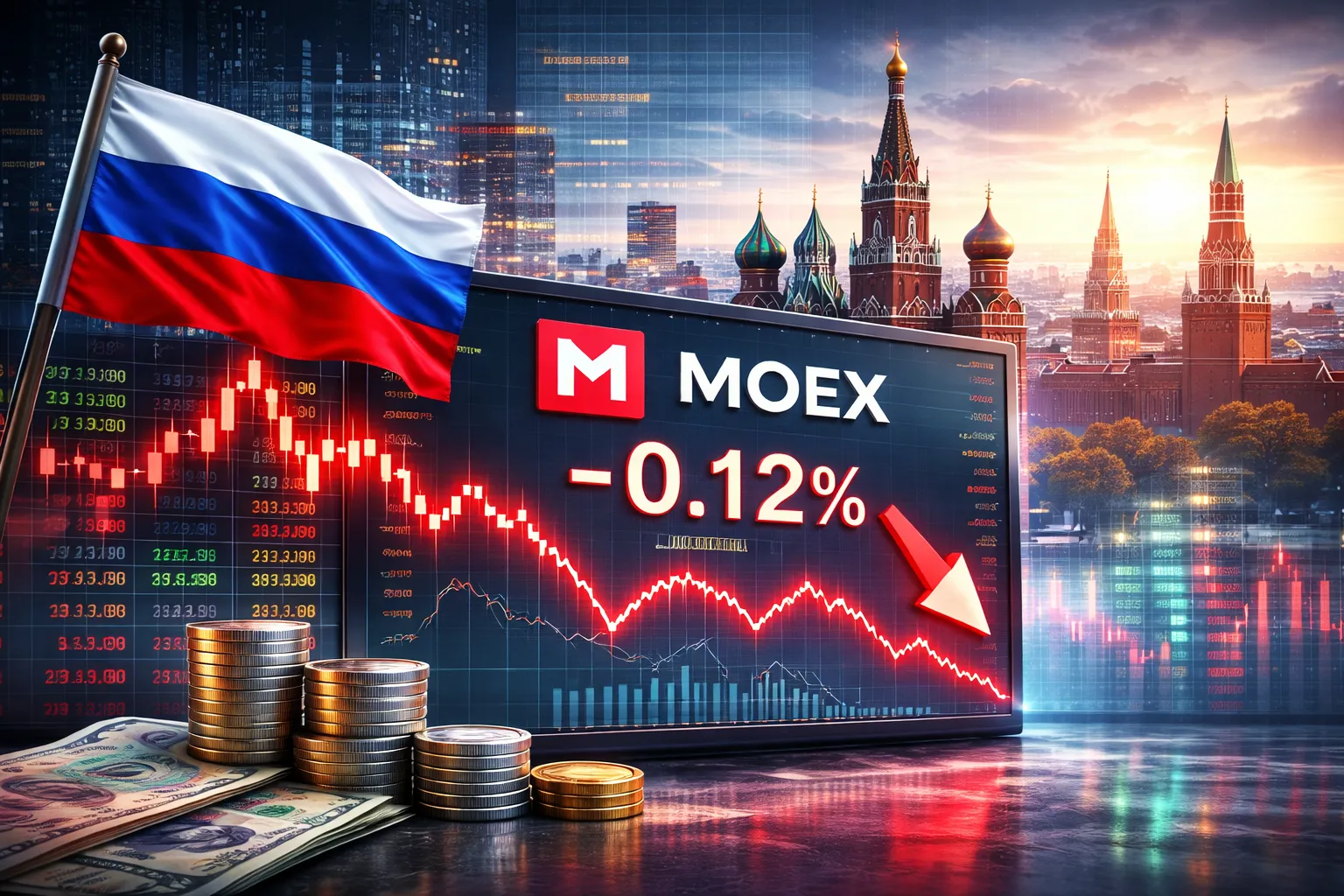 Russian Stocks Edge Lower as MOEX Index Ends Flat