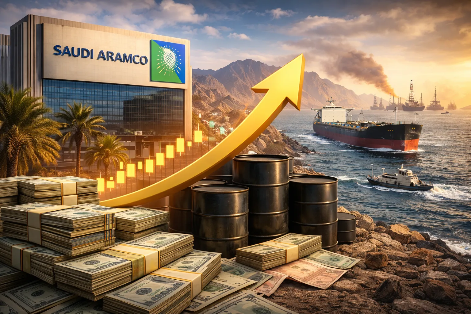 Saudi Aramco Shares Jump as Oil Prices Rise on Iran War Fears