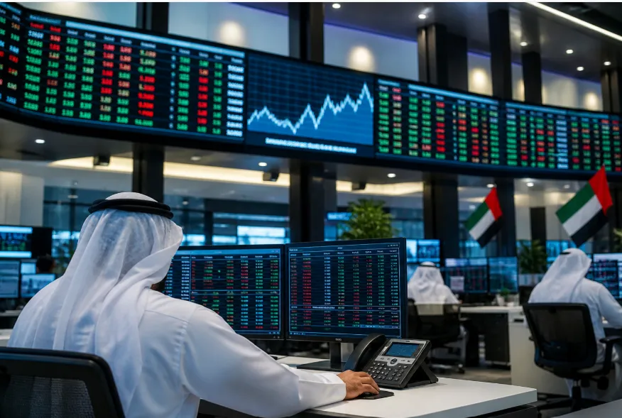 أسهم الإمارات تتباين وسط نشاط قوي للتداولات وتصدر قياسي لأسهم القطاع العقاري والمالي حركة تداول الأسهم في سوق الإمارات وسط تباين المؤشرات والقطاعات