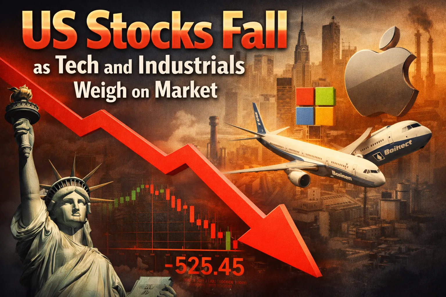 US Stocks Fall as Tech and Industrials Weigh on Market