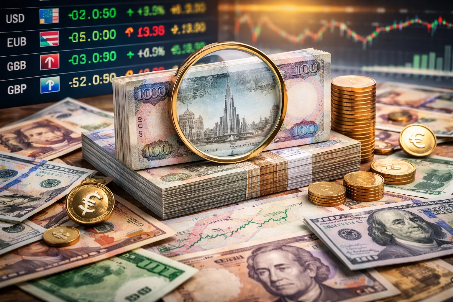 تباين أسعار العملات مقابل الدرهم الإماراتي اليوم الخميس مع استقرار الدولار